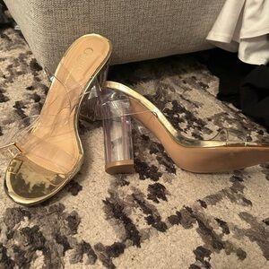Elegant Transparent and Gold Heels